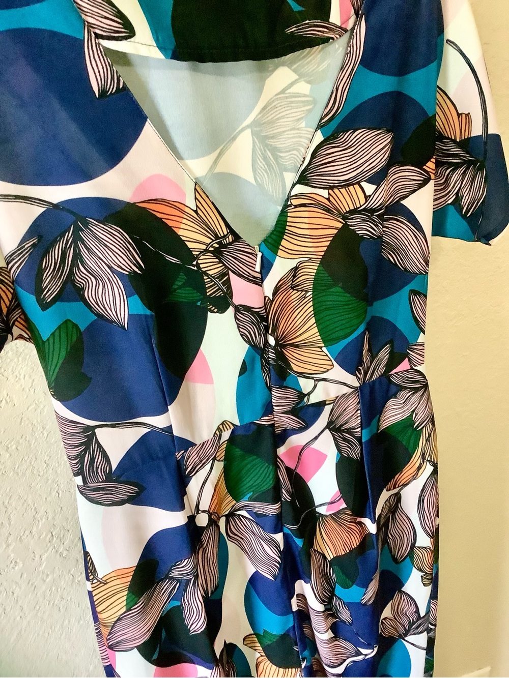 ASOS Blue and Pink Floral Midi Sheath Dress - Picture 4 of 4